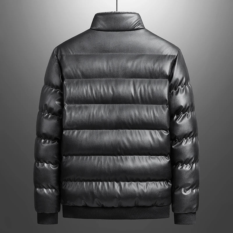 Herre Pufferjakke Med Denim Detaljer Moderne Design 2