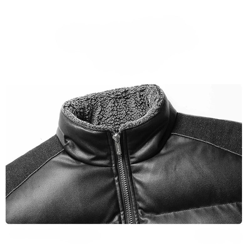 Herre Pufferjakke Med Denim Detaljer Moderne Design 3
