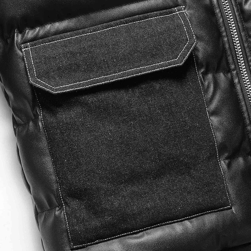 Herre Pufferjakke Med Denim Detaljer Moderne Design 4