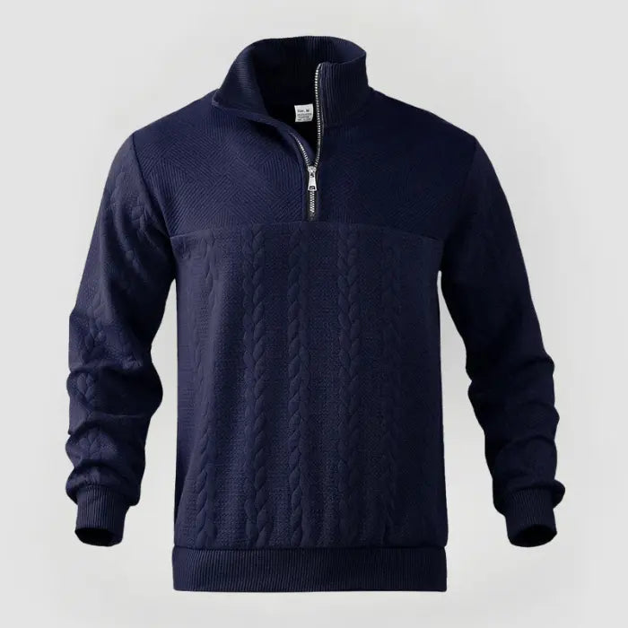 Herre Quarter Zip Genser Klassisk Stil 6