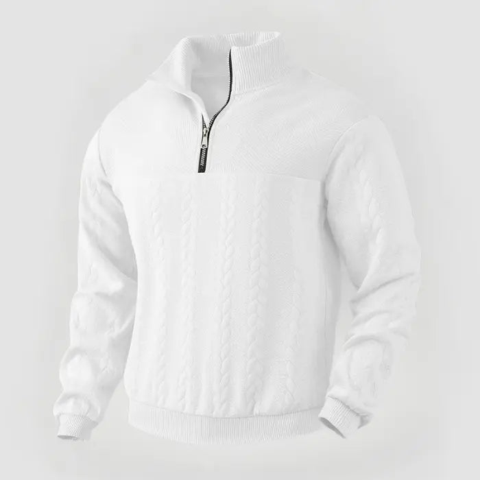 Herre Quarter Zip Genser Klassisk Stil 9