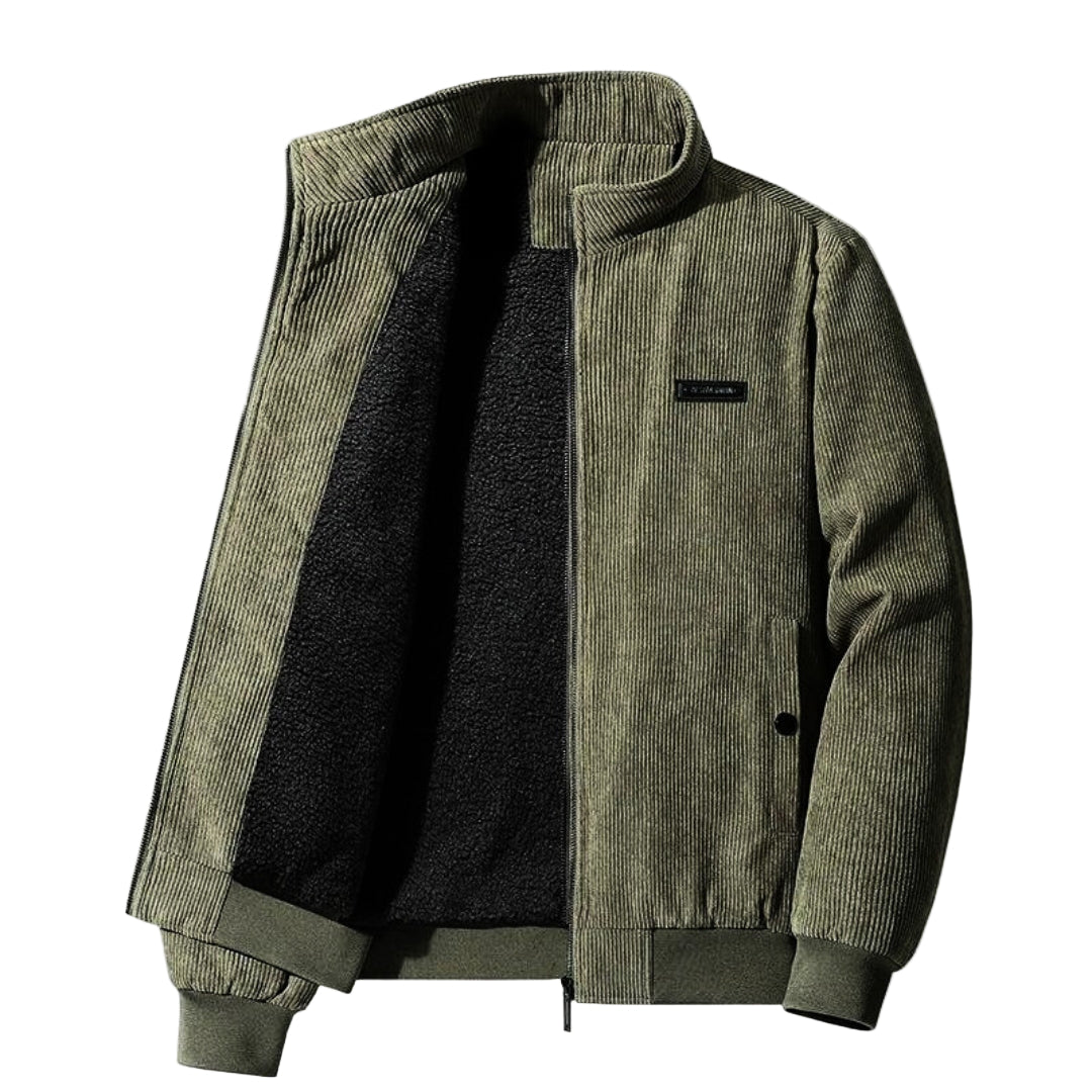 Herre Retro Jakke med Sherpa Fôr 0