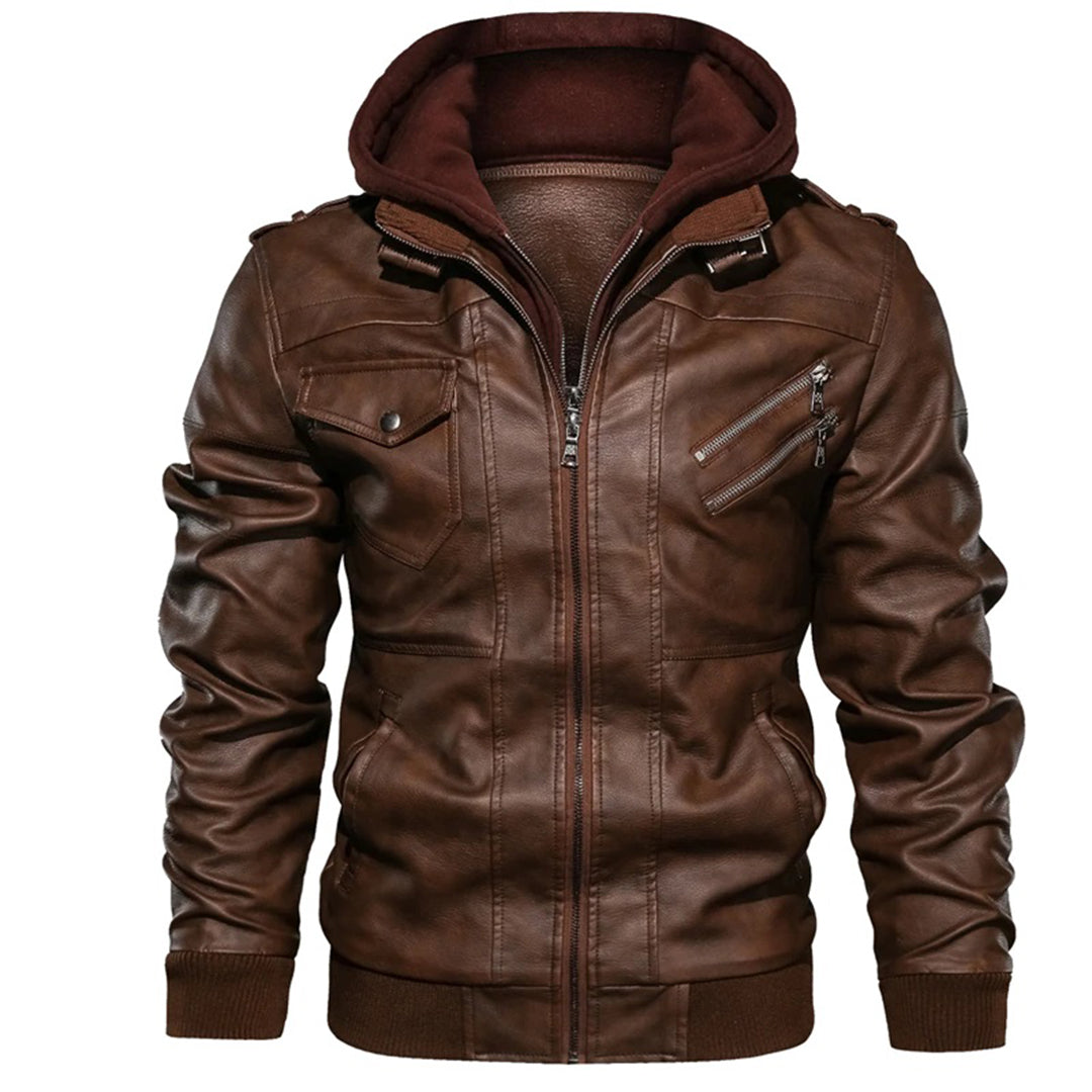 Herre Skinnjakke med Hette Trendy Design 1