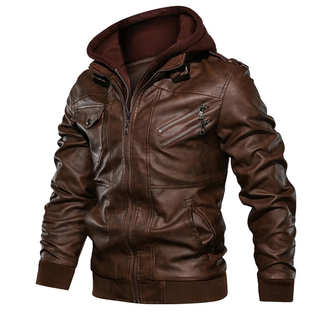 Herre Skinnjakke med Hette Trendy Design 6