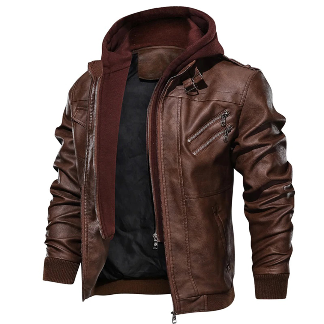Herre Skinnjakke med Hette Trendy Design 7