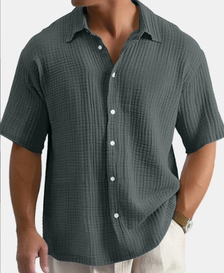 Herre Skjorte Casual Vaffelstrikket Design 1