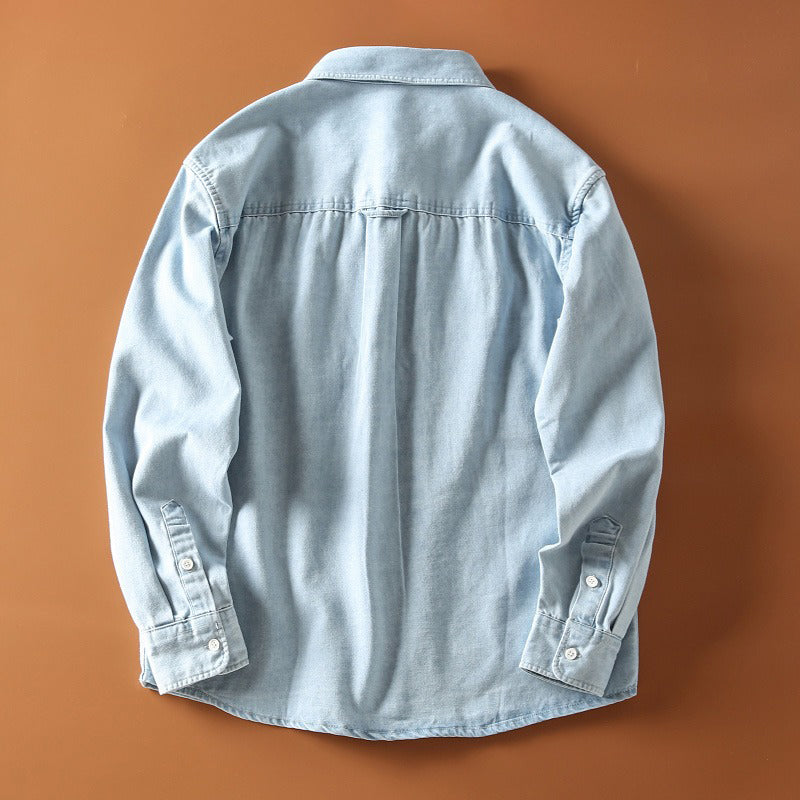 Herre Skjorte Denim Retro Stil Avslappet 2
