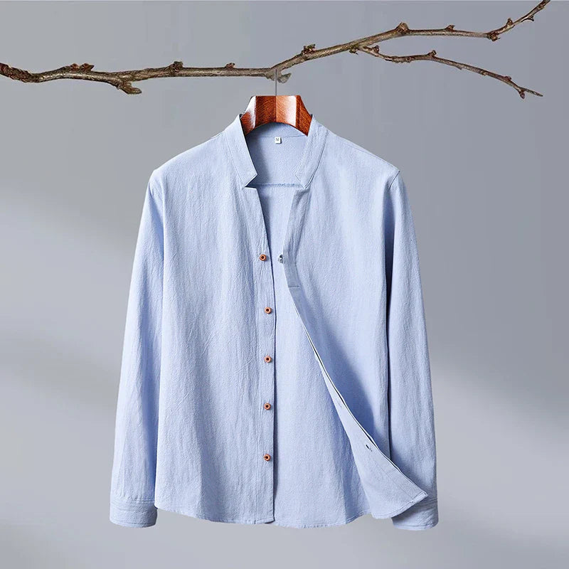 Herre Skjorte Langermet Minimalistisk Japansk Stil 4