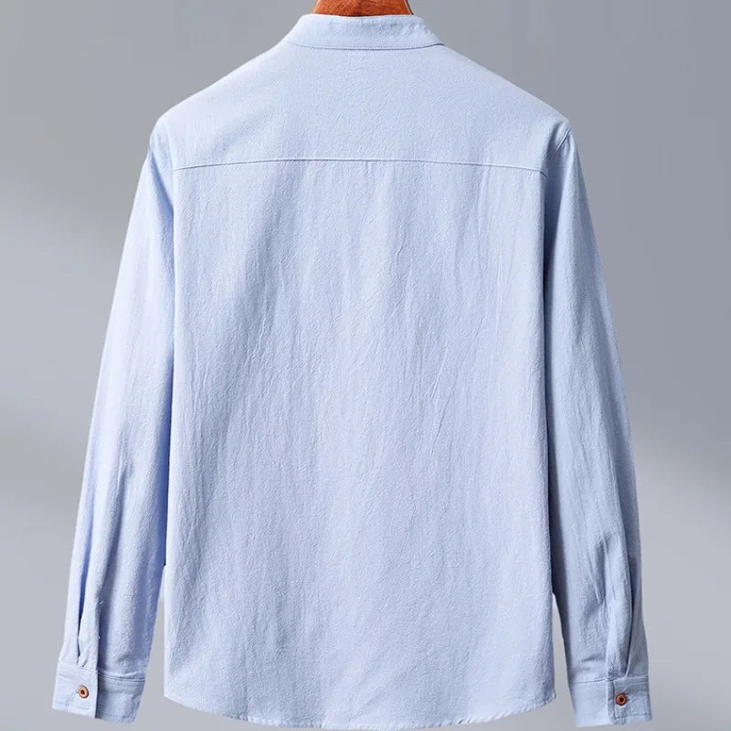 Herre Skjorte Langermet Minimalistisk Japansk Stil 5
