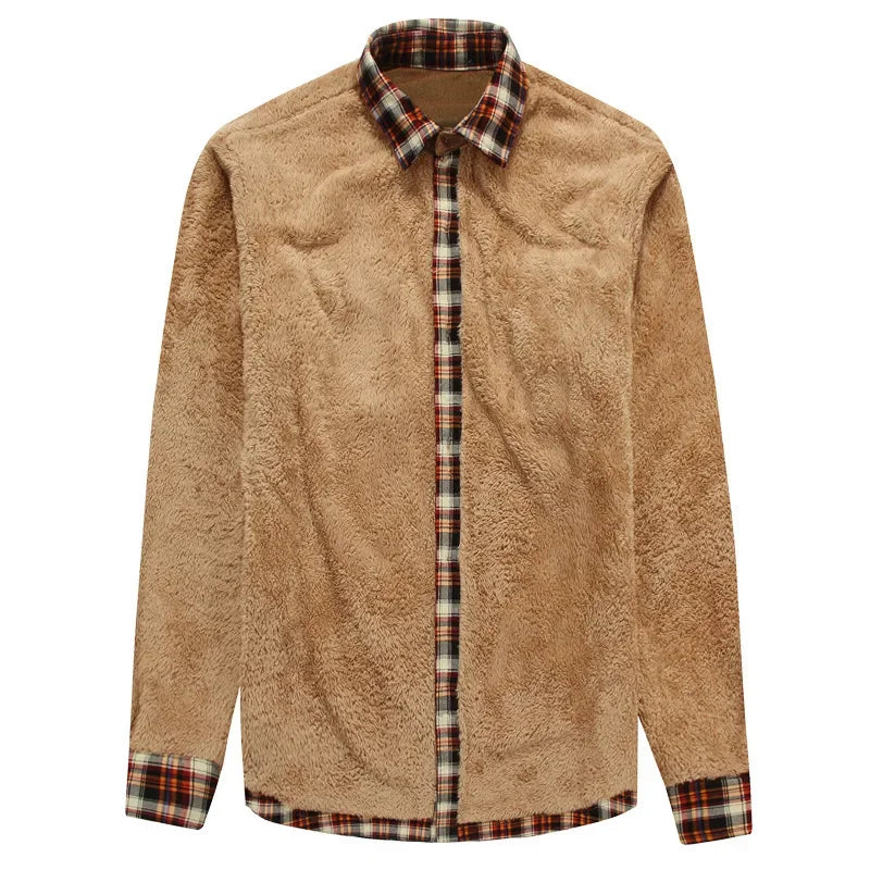Herre Skjorte Langermet Rutete Fleece 95% Bomull 1