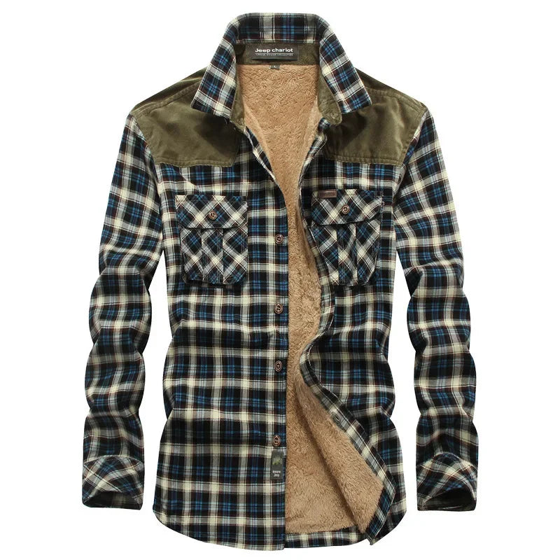 Herre Skjorte Langermet Rutete Fleece 95% Bomull 4