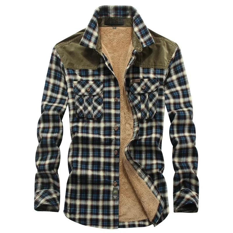 Herre Skjorte Langermet Rutete Fleece 95% Bomull 5