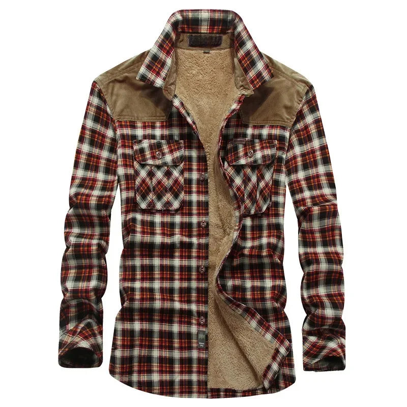 Herre Skjorte Langermet Rutete Fleece 95% Bomull 6