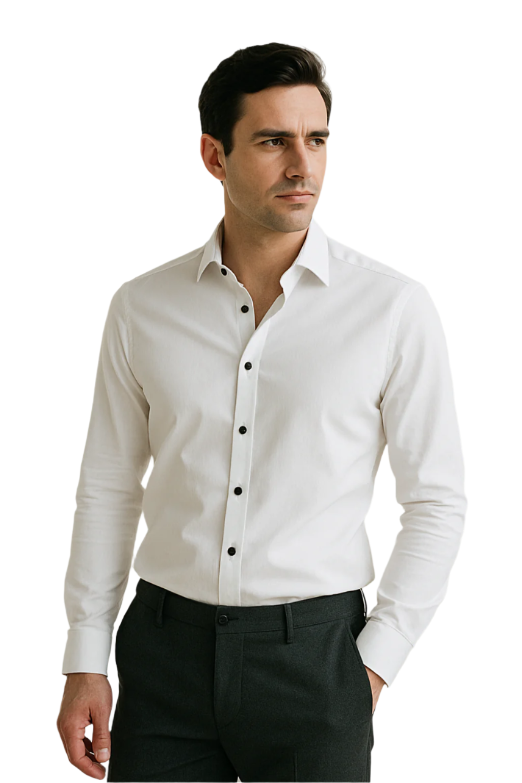 Herre Skjorte Smart Casual Slim Fit Stretch Stoff 0