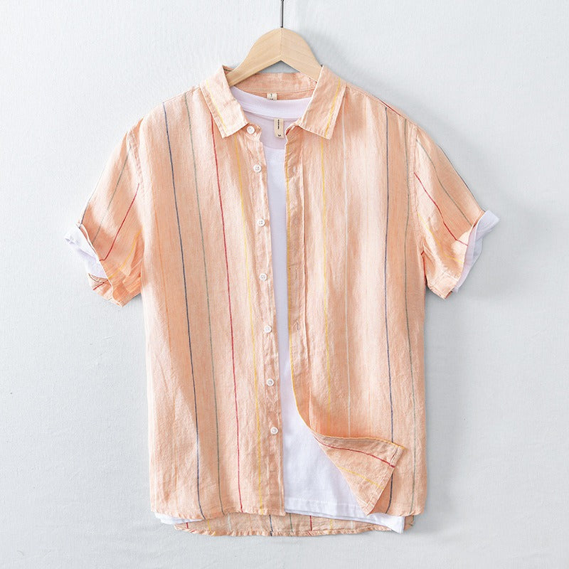 Herre Skjorte Sommerstil Bomulls- og Linblanding 3
