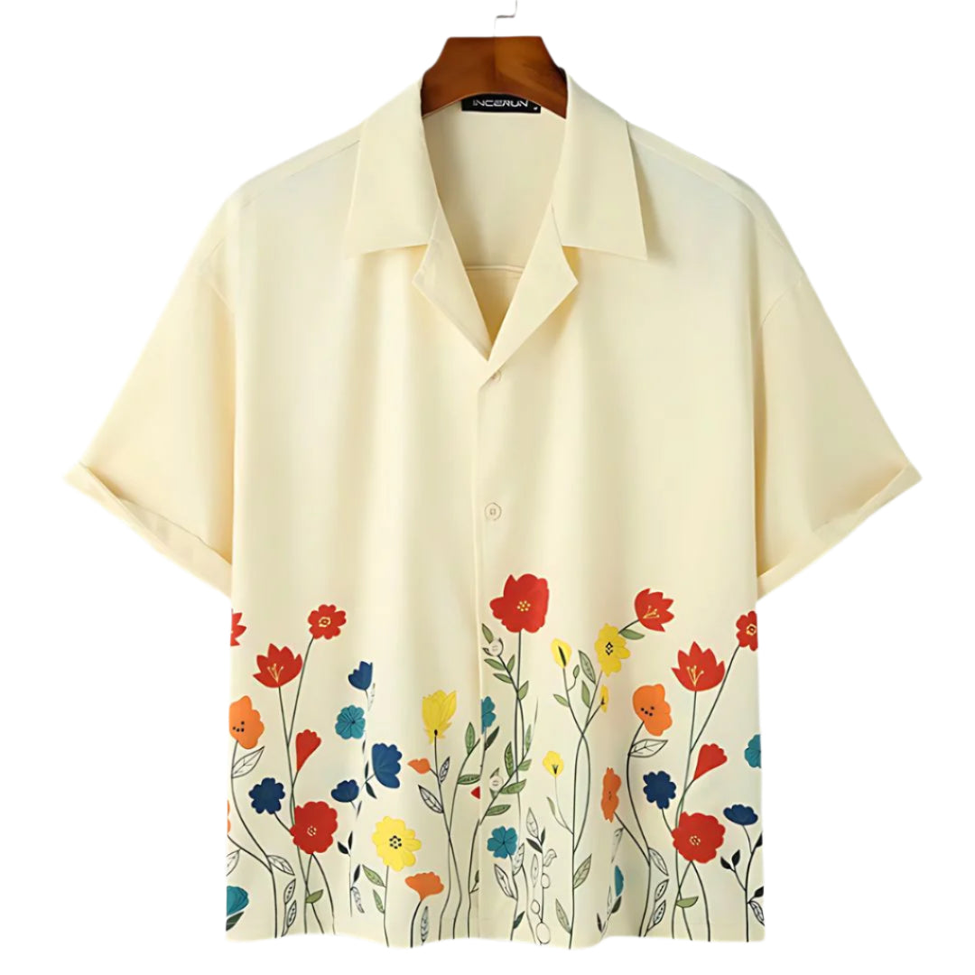 Herre Skjorte med Krage Blomsterdesign 0