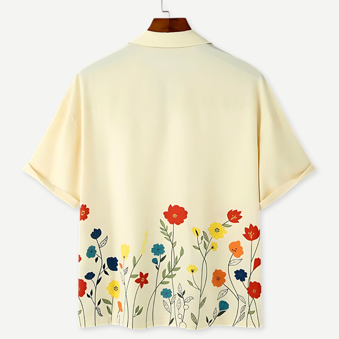 Herre Skjorte med Krage Blomsterdesign 1