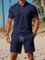 Herre Sommer Set Polo og Shorts Ton-sur-Ton Struktur Pustende Materiale 1