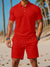 Herre Sommer Set Polo og Shorts Ton-sur-Ton Struktur Pustende Materiale 4