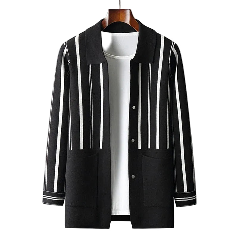 Herre Strikket Cardigan med Striper 2