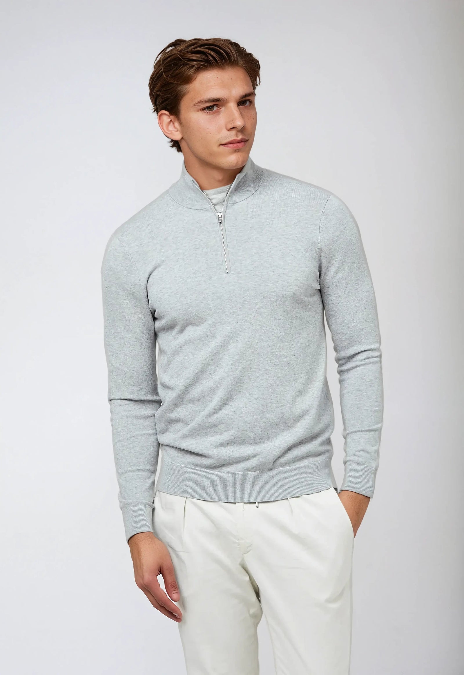Herre Sweatshirt Halv Glidelås Avslappet Stil 2