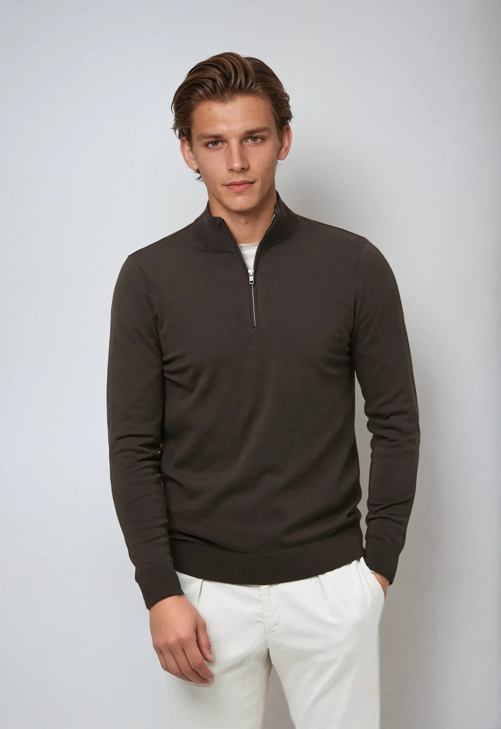 Herre Sweatshirt Halv Glidelås Avslappet Stil 3