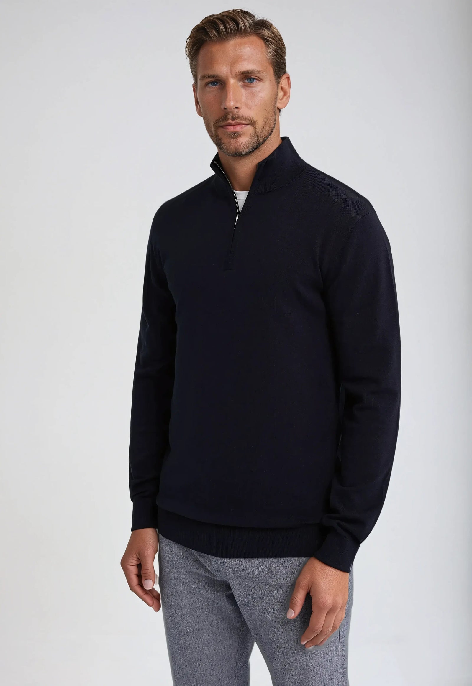 Herre Sweatshirt Halv Glidelås Avslappet Stil 4