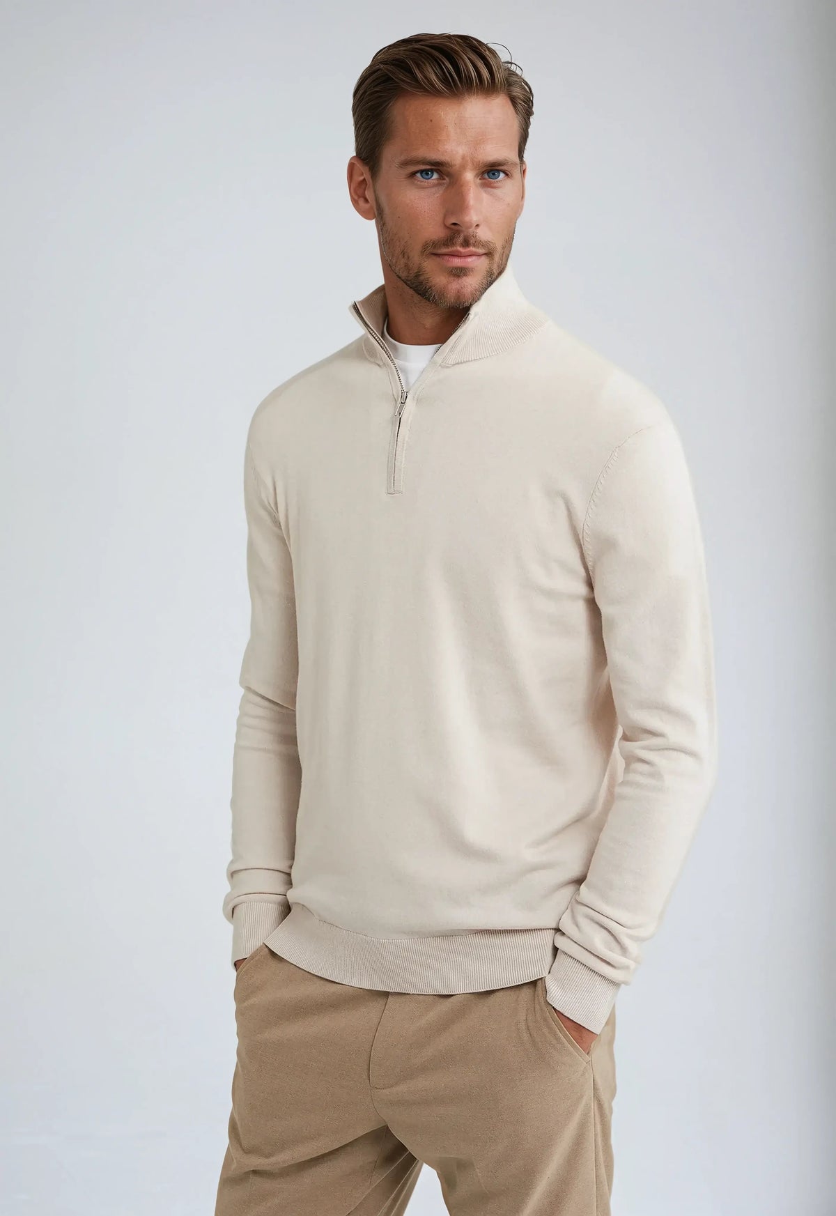 Herre Sweatshirt Halv Glidelås Avslappet Stil 5