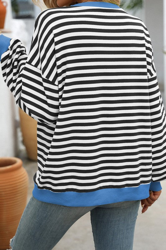 Herre Sweatshirt Rund Hals Stripet Mønster 1