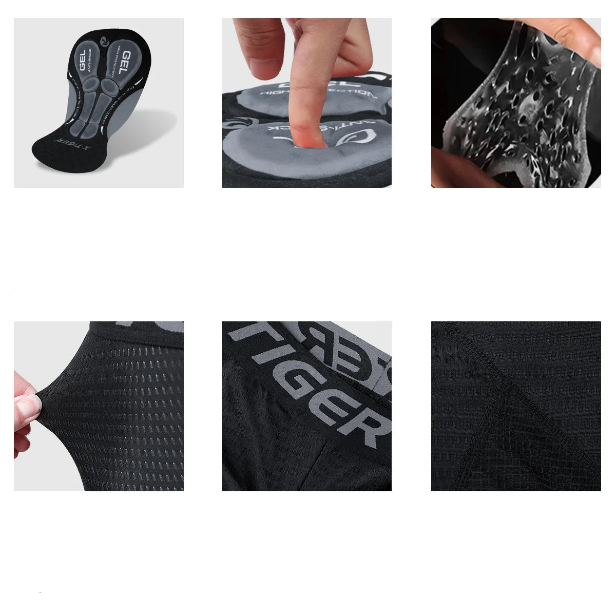 Herre Sykkelshorts Pustende Mesh med Gel Polstring og Lommer 3