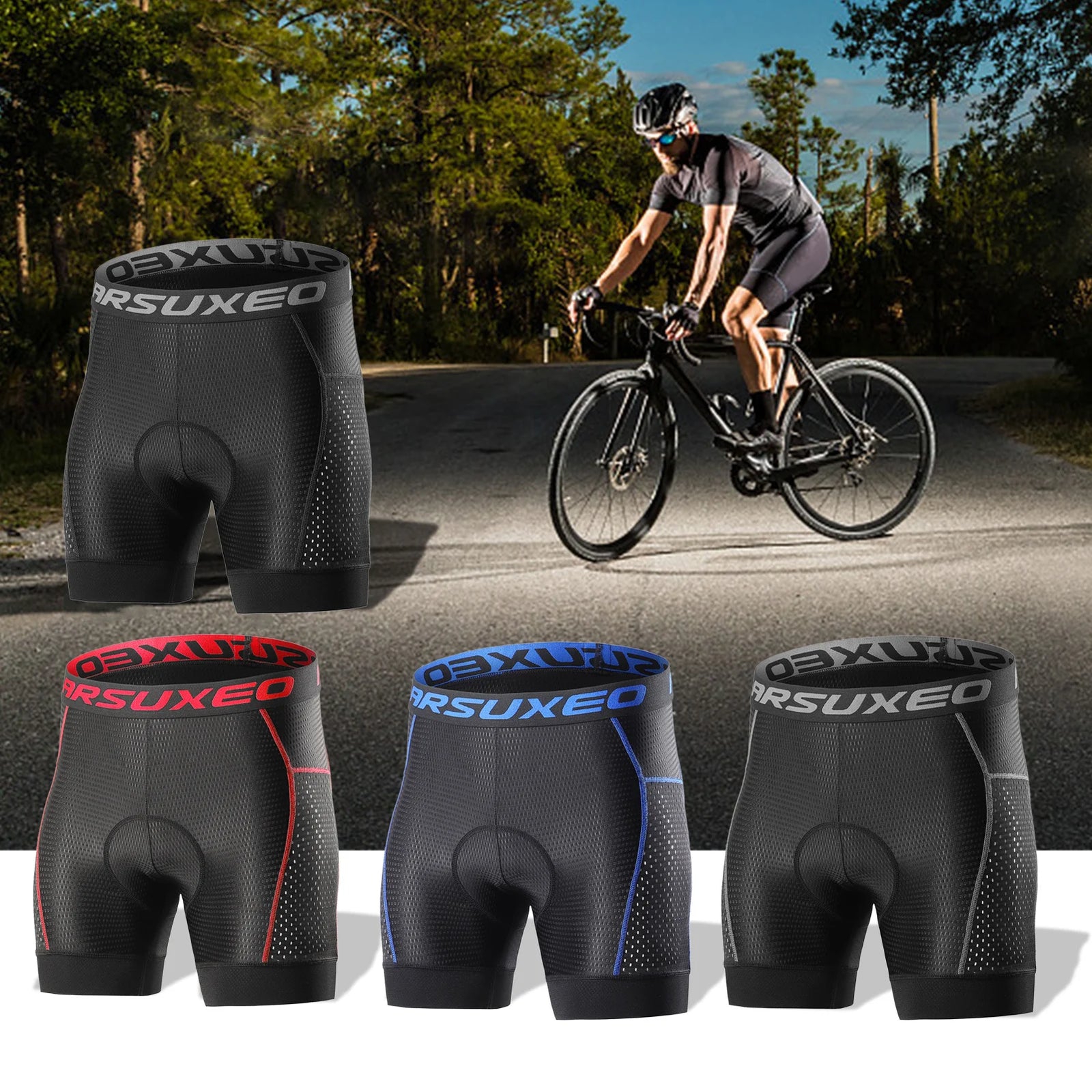 Herre Sykkelshorts med 5D Gel Polstring og Hurtigtørkende Materiale 5