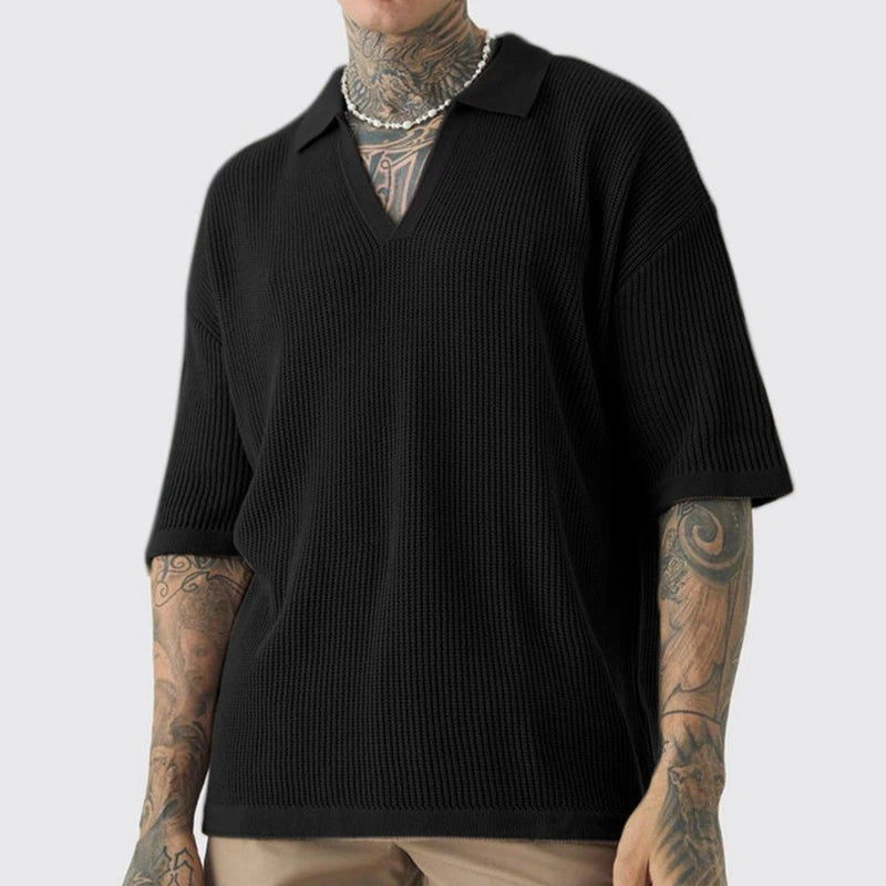 Herre T-Skjorte V-Hals Oversized Boxy Stil 1