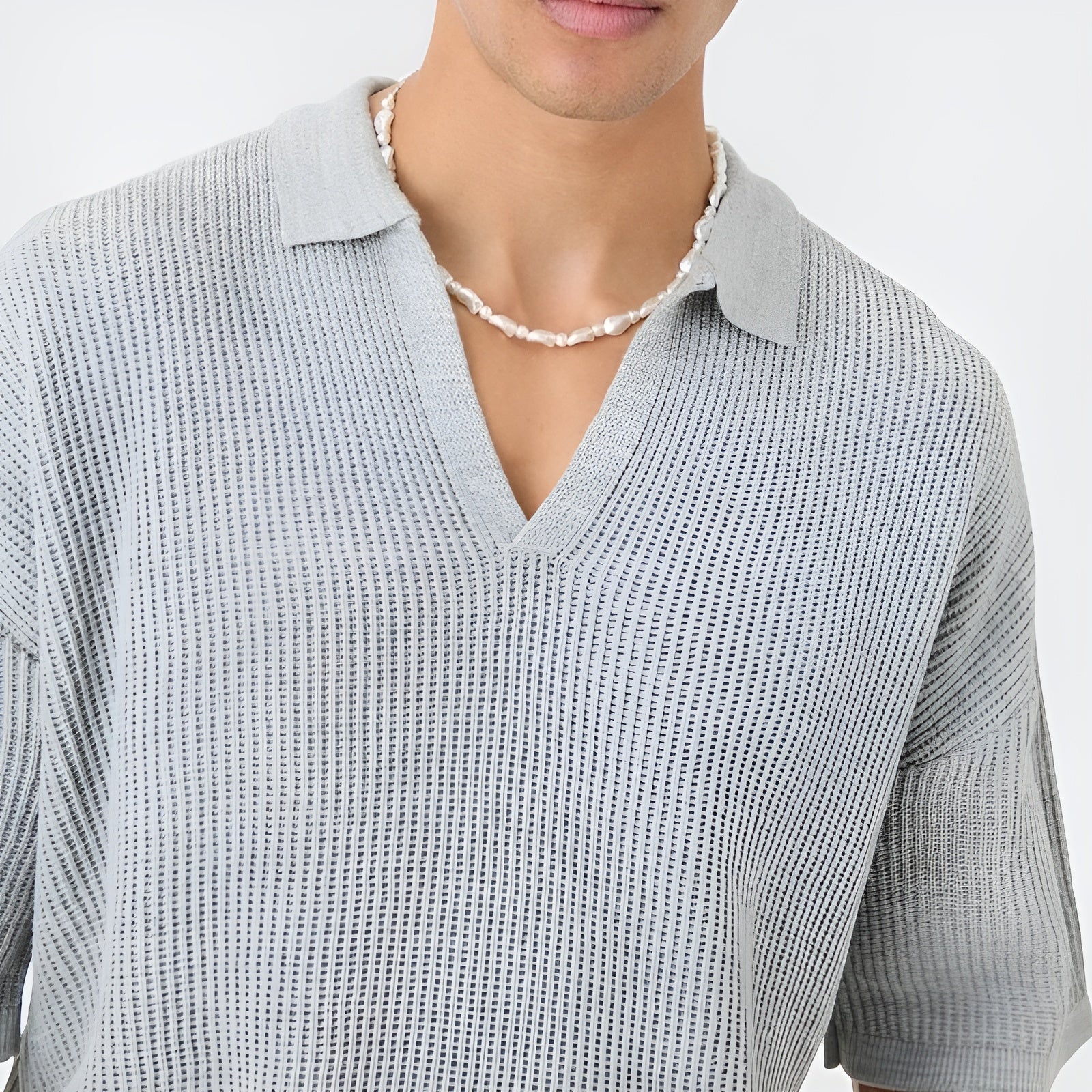 Herre T-Skjorte V-Hals Oversized Boxy Stil 5