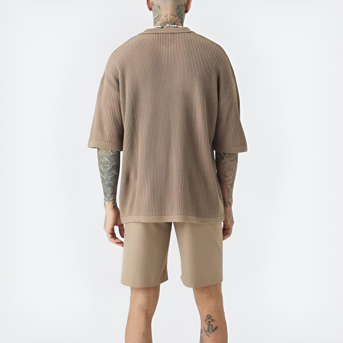 Herre T-Skjorte V-Hals Oversized Boxy Stil 6