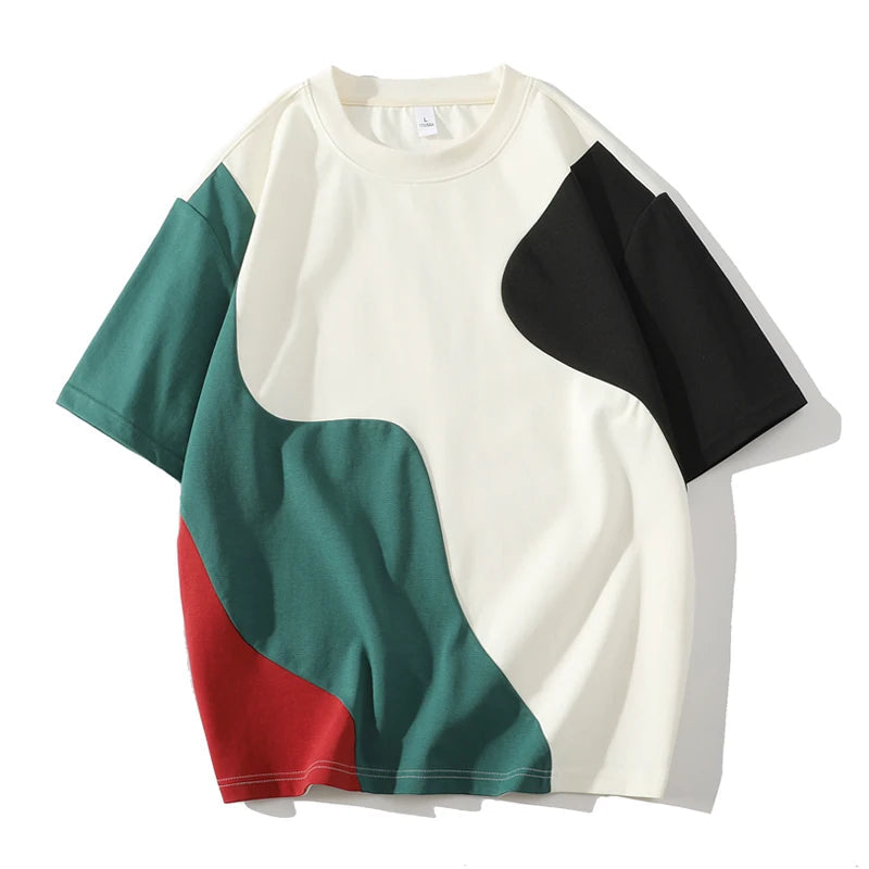 Herre T-skjorte med Fargeblokk Design 3