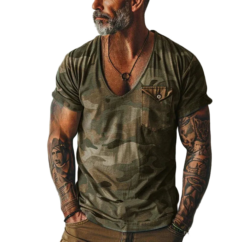 Herre T-skjorte med Vintage Camo Print 0