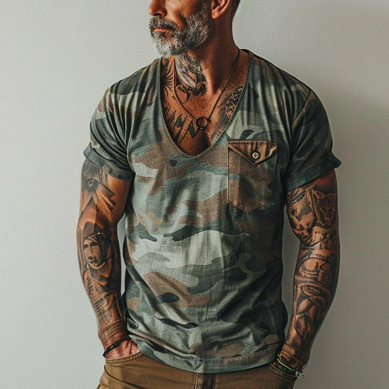Herre T-skjorte med Vintage Camo Print 1