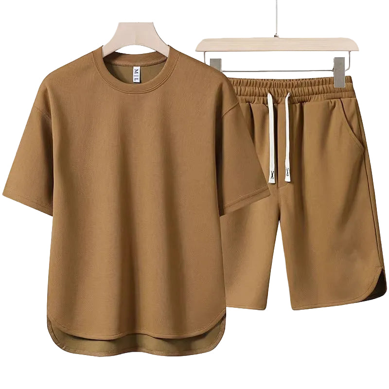 Herre T-skjorte og Shorts Sett for Utendørsbruk 0