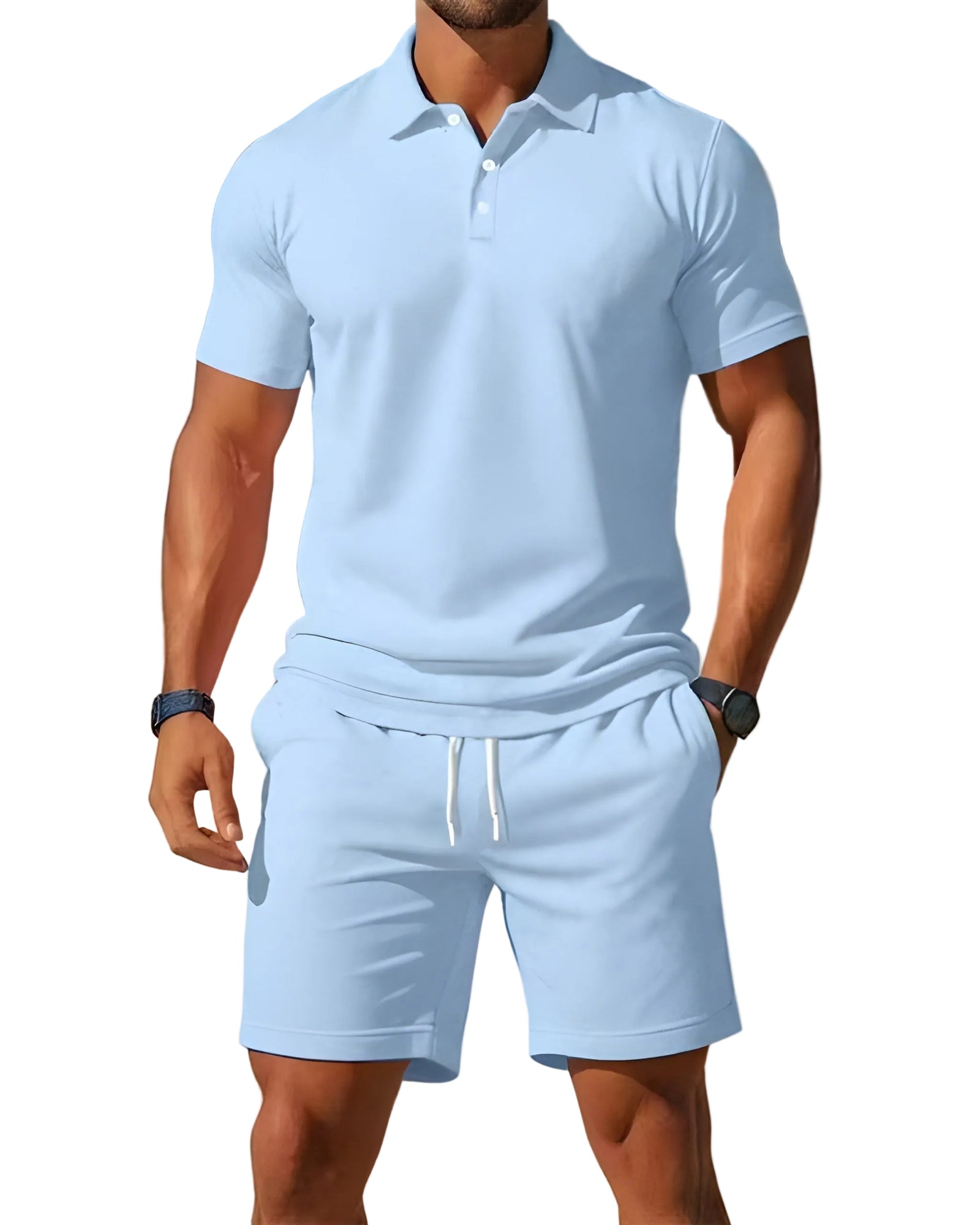 Herre Todelt Sett Kortermet Poloskjorte og Shorts 0