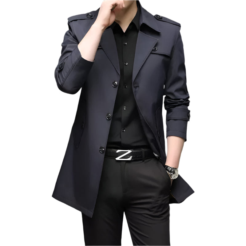 Herre Trench Coat Polert Stil Polyester 0