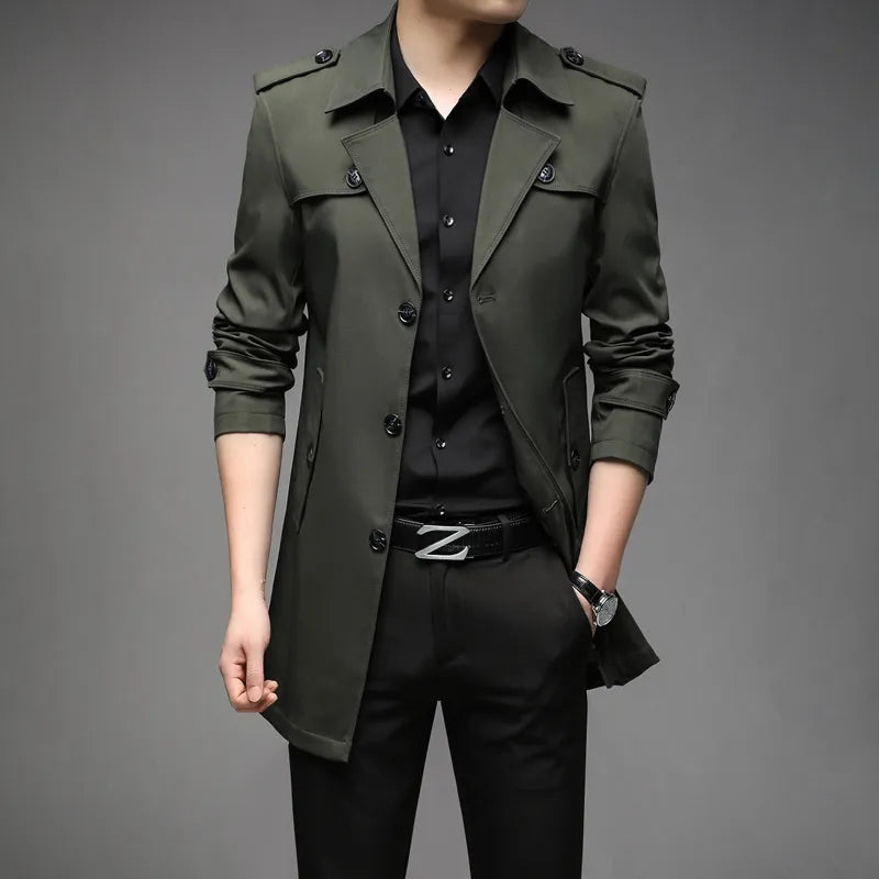 Herre Trench Coat Polert Stil Polyester 1