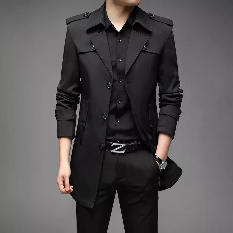 Herre Trench Coat Polert Stil Polyester 3