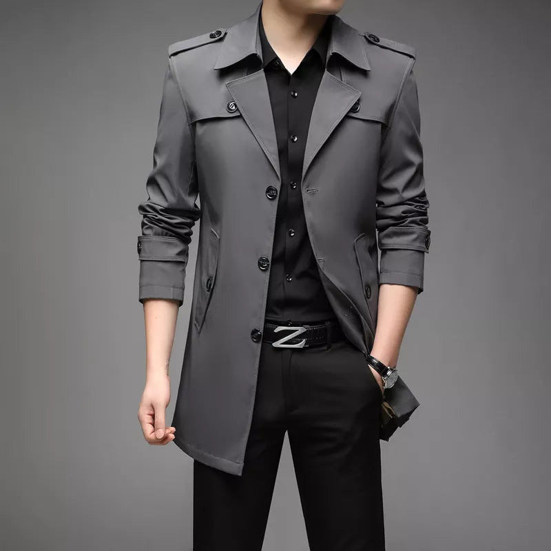 Herre Trench Coat Polert Stil Polyester 4