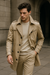 Herre Trenchcoat Dobbelknappet Strukturert Design Myk Blandingsmateriale 1