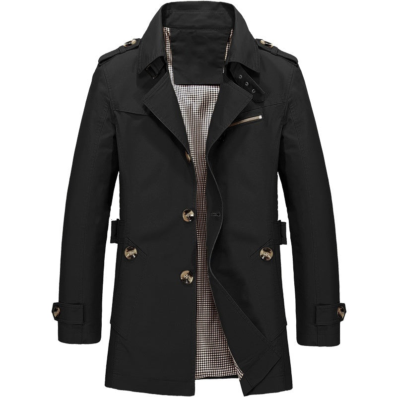 Herre Trenchcoat Dobbelknappet Strukturert Design Myk Blandingsmateriale 8