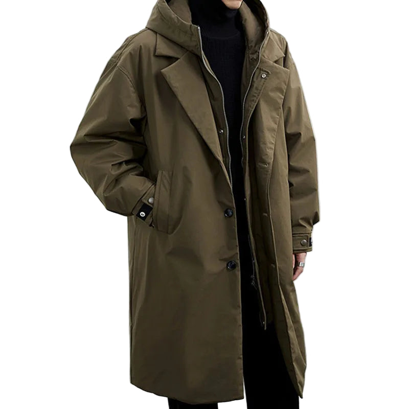Herre Trenchcoat med Hette i Pluss Størrelse 0
