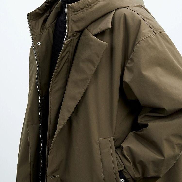 Herre Trenchcoat med Hette i Pluss Størrelse 1