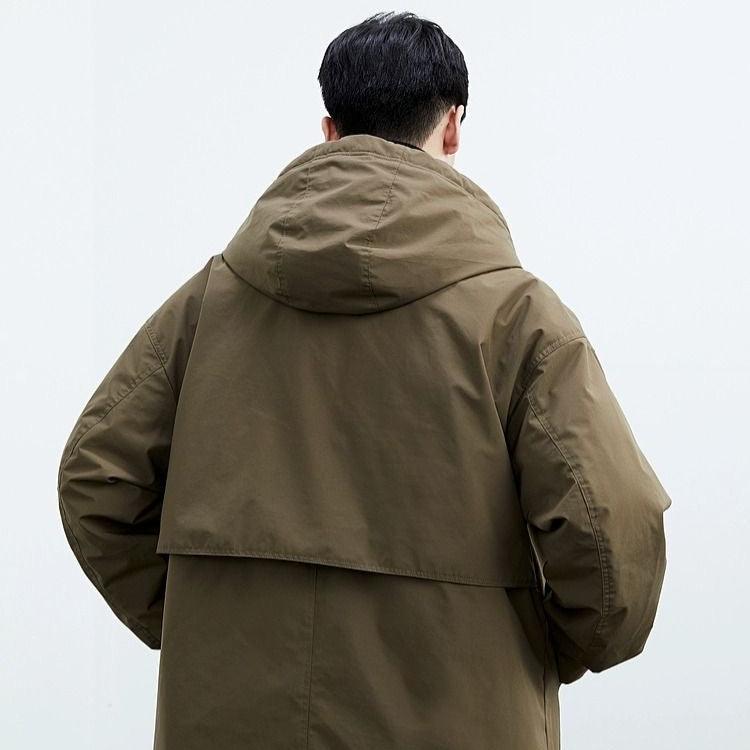 Herre Trenchcoat med Hette i Pluss Størrelse 3