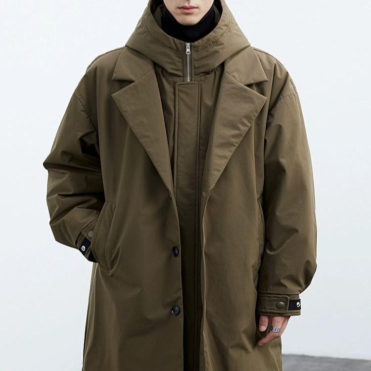 Herre Trenchcoat med Hette i Pluss Størrelse 4