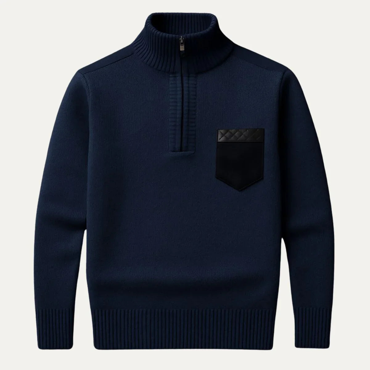 Herre Ullgenser Halv Zip med Patchwork Design 2